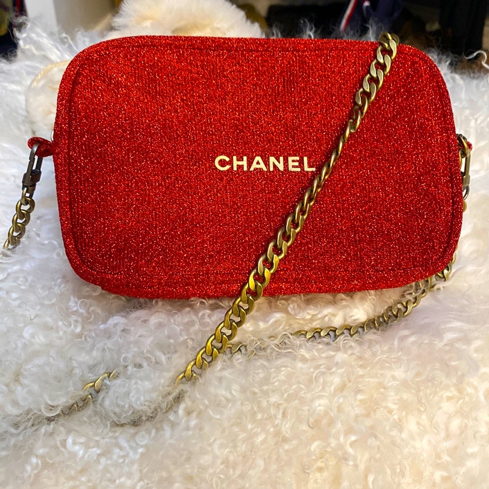 Chanel makeup bag converted to crossbody